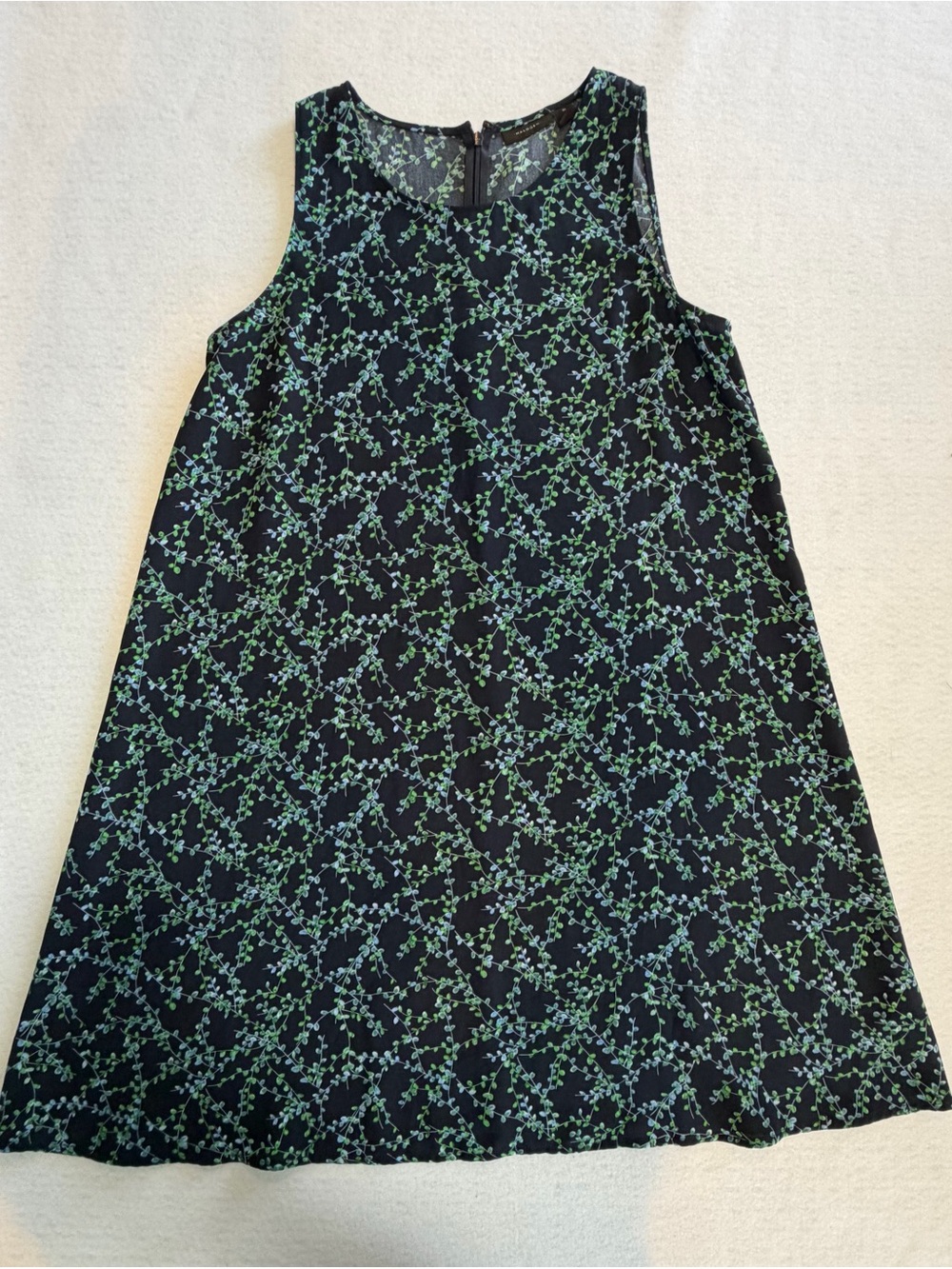 Halogen Navy Dress with Green and Light Blue Vine Print